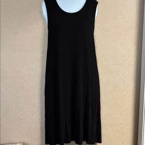 Time and Tru Elegant Black Midi Swing Dress w/ Pockets
